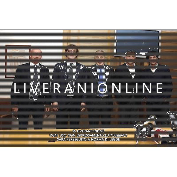 Roma - 25/10/2010 - sede FIGC - Presentazione del nuovo CT dell\'Under 21 Ciro Ferrara - nella foto: ARRIGO SACCHI - CIRO FERRARA - GIANCARLO ABETE - ANGELO PERUZZI - DEMETRIO ALBERTINI ph. Corradetti / © Aldo Liverani Sas