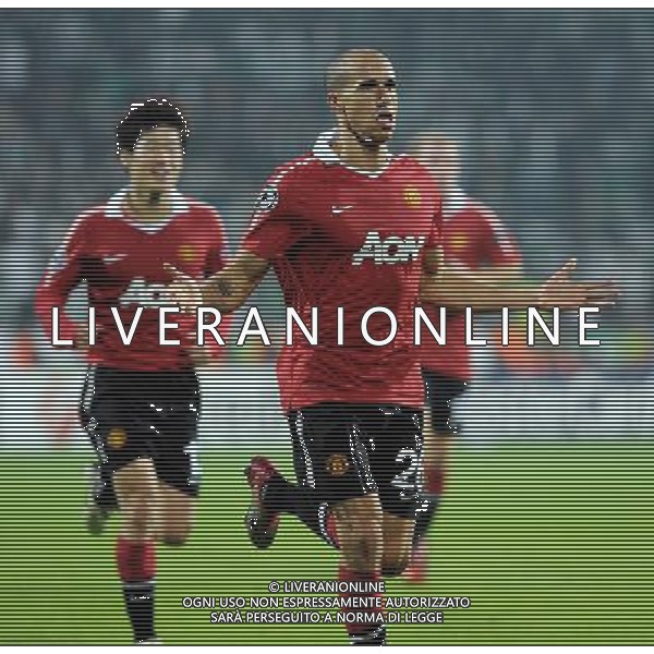 TURCHIA 02/11/2010 CALCIO SPORT UEFA Champions League group C soccer match between Bursasport Turkey and Manchester United at Ataturk Stadium in Bursa, nella foto ESULTANZA DOPO IL GOL DI Gabriel Obertan ©Photoshot/ALDO LIVERANI SAS - ITALY ONLY -