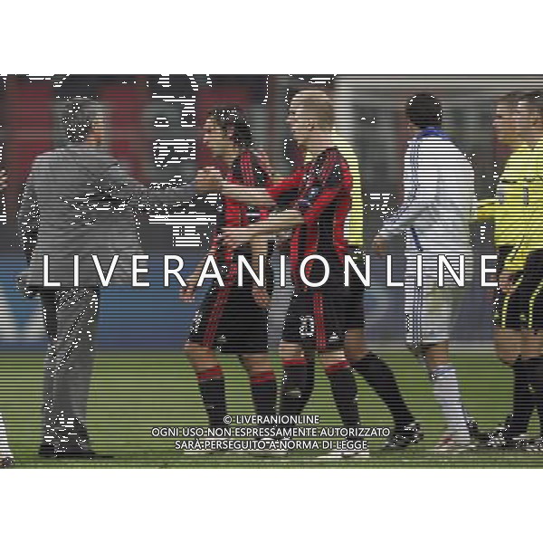 Milano 03-11-2010 Champions League 2010/11 milan-real madrid 2:2 nella foto jose\' mourinho e ignazo abate a fine gara ph marco luzzani/ag aldo liverani s.a.s.