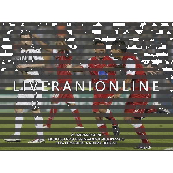 FC Braga player Moises, right and Mossoro, celebrate, during their Group H UEFA Champions League match in Belgrade, Serbia, Wednesday, Nov. 3, 2010. © Srdjan Stevanovic/Starsportphoto.com - Newspix.pl - Ag. Aldo ITALY ONLY BELGRADO ( SERBIA) UEFA CHAMPIONS LEAGUE 2010-2011- partita FC PARTIZAN vs BRAGA