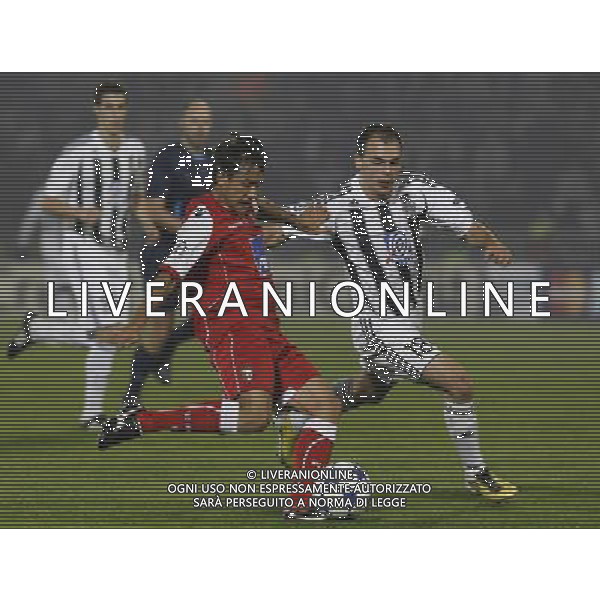FC Braga player Matheus, left is challenged by Partizan player Aleksandar Lazevski, right, during their Group H UEFA Champions League match in Belgrade, Serbia, Wednesday, Nov. 3, 2010. © Srdjan Stevanovic/Starsportphoto.com - Newspix.pl - Ag. Aldo ITALY ONLY BELGRADO ( SERBIA) UEFA CHAMPIONS LEAGUE 2010-2011- partita FC PARTIZAN vs BRAGA