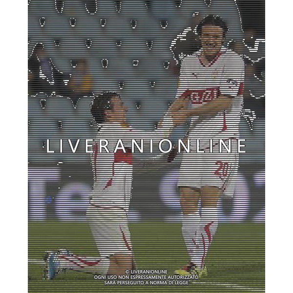 Stuttgart\'s Martin Harnik (l) and Christian Gentner celebrate goal during UEFA Europa League match.November 04,2010. (ALTERPHOTOS/Acero) - ALFAQUI - AG. ALDO LIVERANI SAS ITALY ONLY MADRID - UEFA EUROPA LEAGUE 2010-2011 partita: GETAFE vs STOCCARDA
