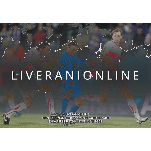 Stuttgart\'s Cristian Molinaro and Georg Niedermeier against Getafe\'s Adrian Colunga during Europa League match. November 04, 2010. (ALTERPHOTOS/Alvaro Hernandez). - ALFAQUI - AG. ALDO LIVERANI SAS ITALY ONLY MADRID - UEFA EUROPA LEAGUE 2010-2011 partita: GETAFE vs STOCCARDA