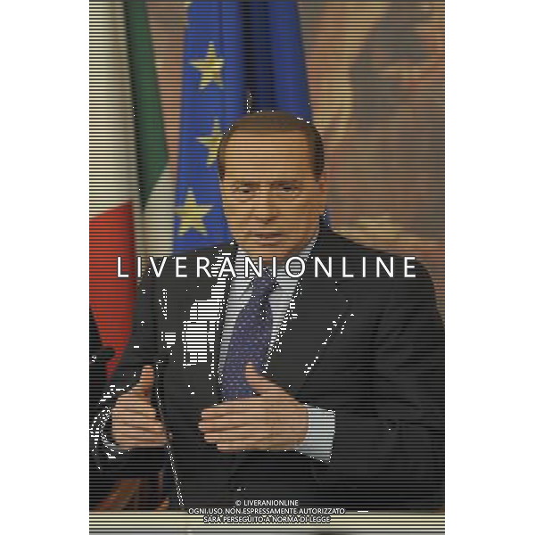 Roma - 10/11/2010 - Palazzo Chigi - Conferenza stampa di Silvio Berlusconi in relazione alla visita dei paesi alluvionati del Veneto - nella foto: Silvio Berlusconi © Fabrizio Corradetti - ag. Aldo Liverani sas