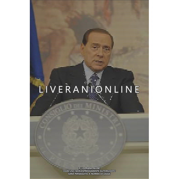 Roma - 10/11/2010 - Palazzo Chigi - Conferenza stampa di Silvio Berlusconi in relazione alla visita dei paesi alluvionati del Veneto - nella foto: Silvio Berlusconi © Fabrizio Corradetti - ag. Aldo Liverani sas