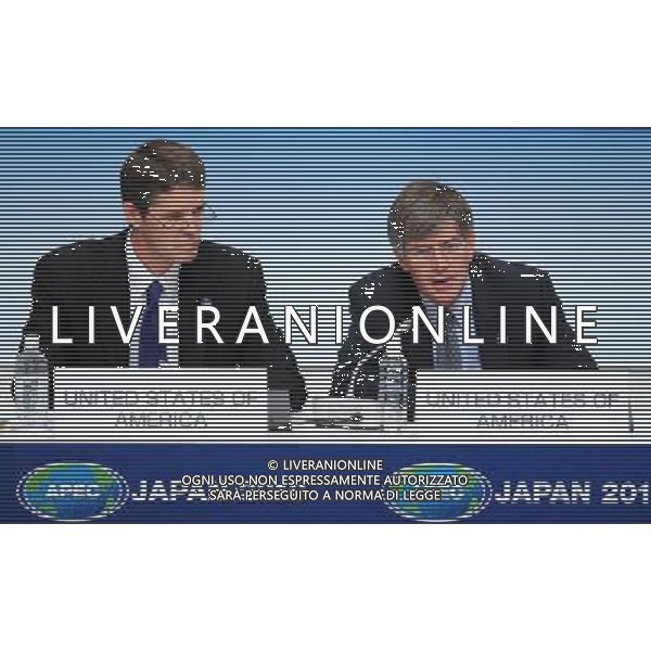 YOKOHAMA, Nov. 12, 2010 U.S. Deputy Secretary of State James Steinberg (R) speaks at a joint press conference after the plenary session of the ministerial meeting of the Asia-Pacific Economic Cooperation (APEC) forum in Yokohama, Japan, Nov. 11, 2010. The two-day ministerial meeting of the Asia-Pacific Economic Cooperation (APEC) forum closed on Thurday. (/Ji Chunpeng)(dyw) Photoshot-AG ALDO LIVERANI ONLY ITALY