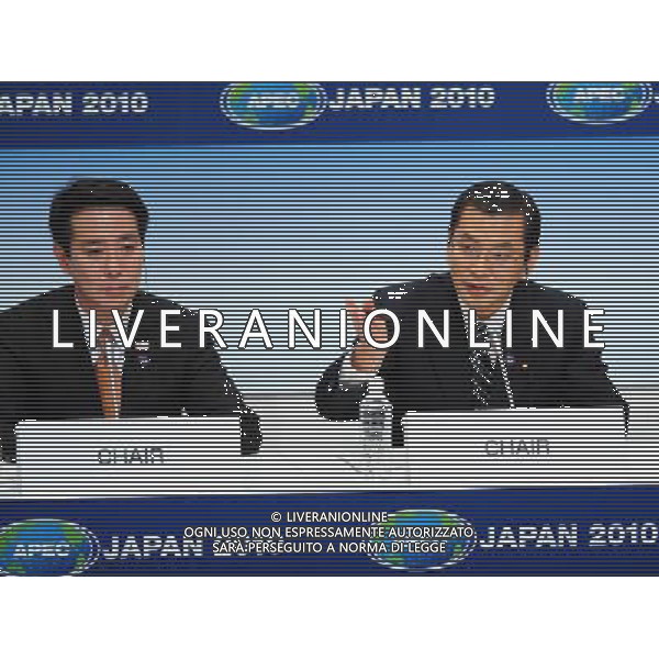 YOKOHAMA, Nov. 12, 2010 Japanese Trade Minister Akihiro Ohata speaks at a joint press conference after the plenary session of the ministerial meeting of the Asia-Pacific Economic Cooperation (APEC) forum in Yokohama, Japan, Nov. 11, 2010. The two-day ministerial meeting of the Asia-Pacific Economic Cooperation (APEC) forum closed on Thurday. (/Ji Chunpeng)(dyw) Photoshot-AG ALDO LIVERANI ONLY ITALY