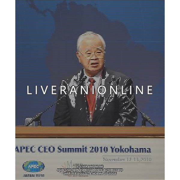 YOKOHAMA, Nov. 12, 2010 (Chairman of the Japan Business Federation Hiromasa Yonekura delivers opening remarks at the Asia-Pacific Economic Cooperation (APEC) CEO Summit 2010 in Yokohama, Japan, Nov. 12, 2010. The two-day APEC CEO Summit kicked off here on Friday. (/Wong Pun Keung) (lyx) Photoshot-AG ALDO LIVERANI ONLY ITALY