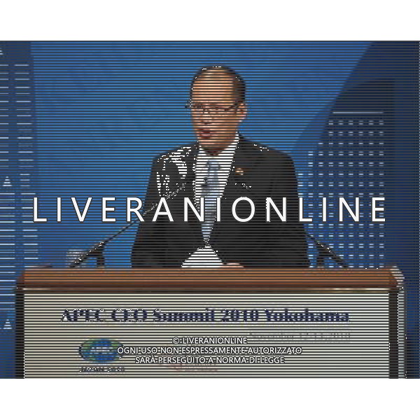 YOKOHAMA, Nov. 12, 2010 Philippine President Benigno Aquino III delivers a speech at the Asia-Pacific Economic Cooperation (APEC) CEO Summit 2010 in Yokohama, Japan, Nov. 12, 2010. The two-day APEC CEO Summit kicked off here on Friday. (/Wong Pun Keung) (my) Photoshot-AG ALDO LIVERANI ONLY ITALY