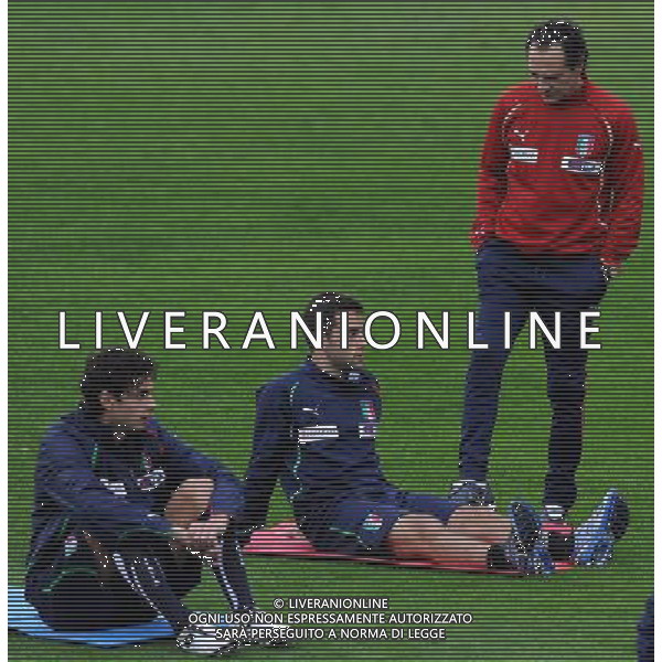 Raduno Nazionale Italiana a Coverciano Coverciano(FI) - 15.11.2010 Allenamento Nella Foto:Cesare prandelli - Giuseppe Rossi - Andrea Ranocchia /Ph.Vitez-Ag. Aldo Liverani