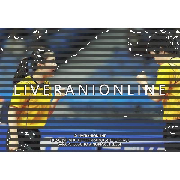 (101116) -- GUANGZHOU, Nov. 16, 2010 () -- Japan\'s Kishikawa Seiya/Fukuhara Ai (L) celebrate a score during their mixed doubles 1/8 final of table tennis against India\'s Sharath Achanta/Shamini at the 16th Asian Games held in Guangzhou, capital of south China\'s Guangdong Province, Nov. 16, 2010. The Japanese pair won by 3-2. (/Xu Jiajun) ©photoshot/Agenzia Aldo Liverani Sas - ITALY ONLY - 16a Giochi Asiatici di Guangzhou, nel sud della Cina