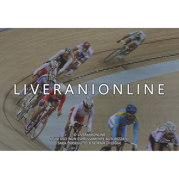 (101117) -- GUANGZHOU, Nov. 17 () -- Wong Kam Po (4th R) of Hong Kong of China competes during the men\'s Points Race final of Cycling Track competition at the 16th Asian Games in Guangzhou, south China\'s Guangdong Province, Nov. 17, 2010. Wong Kam Po won the silver. (/Lu Hanxin) ©PHOTOSHOT /Agenzia Aldo Liverani Sas - ITALY ONLY - CINA: 16mi Giochi Asiatici di Guangzhou