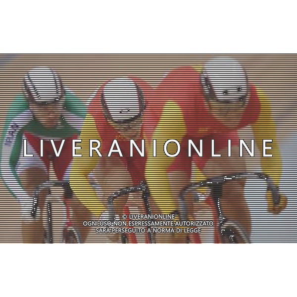 (101117) -- GUANGZHOU, Nov. 17 () -- Zhang Miao (C) and Zhang Lei(R) of China compete during the men\'s Keirin final of Cycling Track competition at the 16th Asian Games in Guangzhou, south China\'s Guangdong Province, Nov. 17, 2010. (/Li Ga) ©PHOTOSHOT /Agenzia Aldo Liverani Sas - ITALY ONLY - CINA: 16mi Giochi Asiatici di Guangzhou