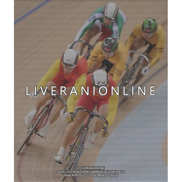 (101117) -- GUANGZHOU, Nov. 17 () -- Zhang Lei (R) and Zhang Miao of China compete during the men\'s Keirin final of Cycling Track competition at the 16th Asian Games in Guangzhou, south China\'s Guangdong Province, Nov. 17, 2010. (/Li Ga) ©PHOTOSHOT /Agenzia Aldo Liverani Sas - ITALY ONLY - CINA: 16mi Giochi Asiatici di Guangzhou