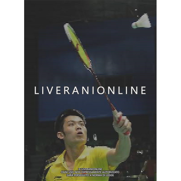 (101118) -- GUANGZHOU, Nov. 18, 2010 () -- China\'s Lin Dan competes during men\'s singles 1/8 final of badminton at the 16th Asian Games in Guangzhou, south China\'s Guangdong Province, Nov. 18, 2010. Lin Dan beat Hu Yun of China\'s Hong Kong by 2-0. (/Lu Hanxin)(sss) ©photoshot/Agenzia Aldo Liverani Sas - ITALY ONLY - CINA: 16mi Giochi Asiatici di Guangzhou