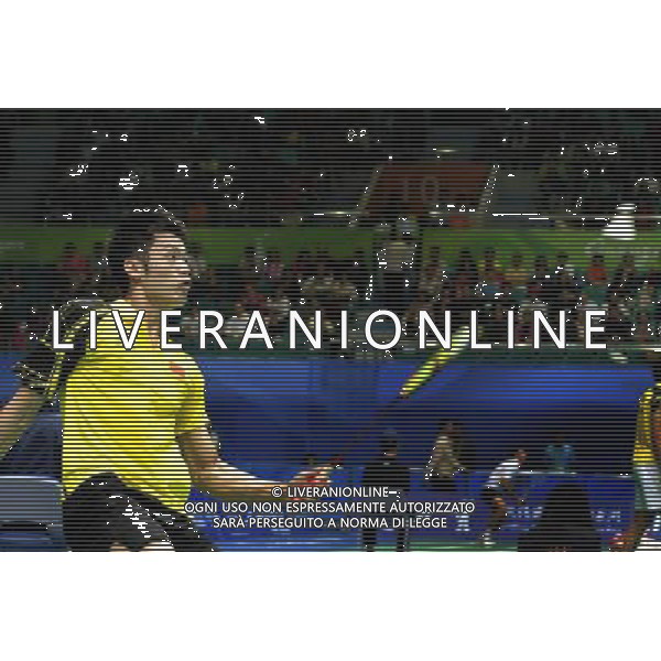 (101118) -- GUANGZHOU, Nov. 18, 2010 () -- China\'s Lin Dan competes during men\'s singles 1/8 final of badminton at the 16th Asian Games in Guangzhou, south China\'s Guangdong Province, Nov. 18, 2010. Lin Dan beat Hu Yun of China\'s Hong Kong by 2-0. (/Lu Hanxin)(sss) ©photoshot/Agenzia Aldo Liverani Sas - ITALY ONLY - CINA: 16mi Giochi Asiatici di Guangzhou