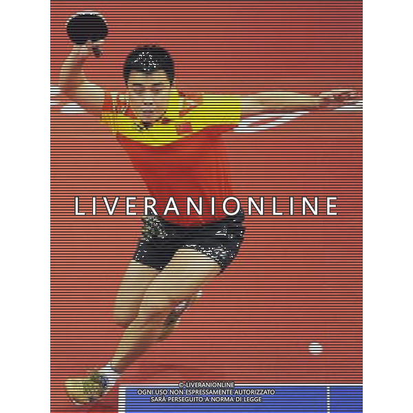 (101118) -- GUANGZHOU, Nov. 18, 2010 () -- Wang Hao of China returns the ball against Noshad Alamiyan of Iran during the 1/8 Final of men\'s singles of table tennis at the 16th Asian Games in Guangzhou, south China\'s Guangdong Province, Nov. 18, 2010. Wang Hao advanced to the quarterfinal with 4-0. (/Xu Jiajun)(wll) ©photoshot/Agenzia Aldo Liverani Sas - ITALY ONLY - CINA: 16mi Giochi Asiatici di Guangzhou