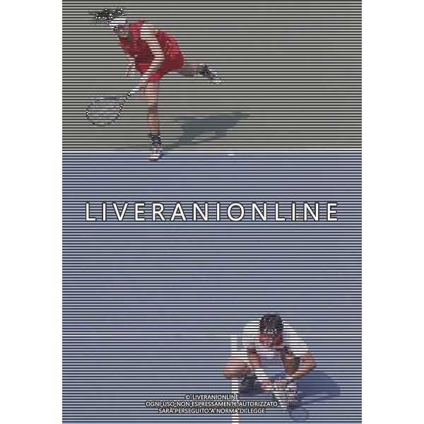 (101118) -- GUANGZHOU, Nov. 18, 2010 () -- Bai Yan and Sun Shengnan (Top) of China serve against Huynh Phuong Dai Trang/ Le Quoc Khanh of Vietnam during their first round match of mixed doubles of tennis at the 16th Asian Games in Guangzhou, south China\'s Guangdong Province, Nov. 18, 2010. Bai and Sun won 2-0. (/Chen Jianli)(wll) ©photoshot/Agenzia Aldo Liverani Sas - ITALY ONLY - CINA: 16mi Giochi Asiatici di Guangzhou