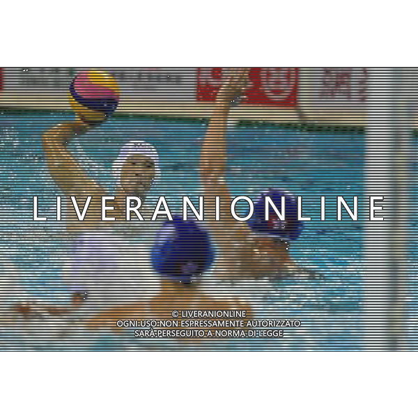 (101118) -- GUANGZHOU, Nov. 18, 2010 () -- South Korea\'s Park Jun Jong(L) shoots during the men\'s preliminary group A match of water polo at the 16th Asian Games in Guangzhou, south China\'s Guangdong Province, Nov. 18, 2010. South Korea beat the team of Hong Kong of China by 18-5. (/Song Zhenping)(sss) ©photoshot/Agenzia Aldo Liverani Sas - ITALY ONLY - CINA: 16mi Giochi Asiatici di Guangzhou