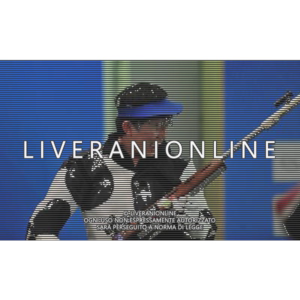 (101118) -- GUANGZHOU, Nov. 18() -- Gold medalist Han Jinseop of South Korea reacts during the men\'s 50m Rifle 3 Positions match at the 16th Asian Games in Guangzhou, south China\'s Guangdong Province, Nov. 18, 2010. (/Chen Yehua) ©photoshot/Agenzia Aldo Liverani Sas - ITALY ONLY - CINA: 16mi Giochi Asiatici di Guangzhou