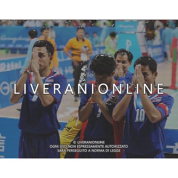 (101120) -- GUANGZHOU, Nov. 20, 2010 () -- Players of Thailand act to the audience during the Sepaktakraw men\'s team final against Malaysia at the 16th Asian Games in Guangzhou, south China\'s Guangdong Province, Nov. 20, 2010. Thailand won the final by 2-0 and get the gold medal. (/Yan Yan) ©photoshot/Agenzia Aldo Liverani Sas - ITALY ONLY - CINA: 16mi Giochi Asiatici