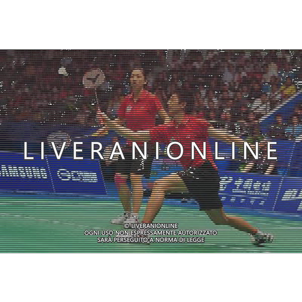 (101120) -- GUANGZHOU, Nov. 20, 2010 () -- Chen Hung Ling/Cheng Wen Hsing (L) of Chinese Taipei compete during the mixed doubles semifinal of badminton event against Zhang Nan/Zhao Yunlei of China at the 16th Asian Games in Guangzhou, south China\'s Guangdong Province, Nov. 20, 2010. Chen Hung Ling/Cheng Wen Hsing lost the match 0-2. (/Lu Hanxin) ©photoshot/Agenzia Aldo Liverani Sas - ITALY ONLY - CINA: 16mi Giochi Asiatici
