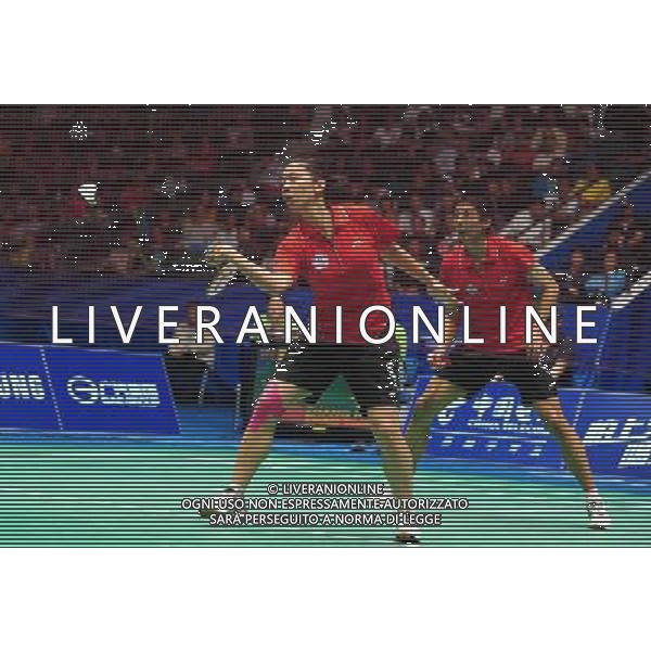 (101120) -- GUANGZHOU, Nov. 20, 2010 () -- Chen Hung Ling/Cheng Wen Hsing (L) of Chinese Taipei compete during the mixed doubles semifinal of badminton event against Zhang Nan/Zhao Yunlei of China at the 16th Asian Games in Guangzhou, south China\'s Guangdong Province, Nov. 20, 2010. Chen Hung Ling/Cheng Wen Hsing lost the match 0-2. (/Lu Hanxin) ©photoshot/Agenzia Aldo Liverani Sas - ITALY ONLY - CINA: 16mi Giochi Asiatici