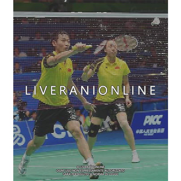 (101120) -- GUANGZHOU, Nov. 20, 2010 () -- Zhang Nan(L)/Zhao Yunlei of China compete during the mixed doubles semifinal of badminton event against Chen Hung Ling/Cheng Wen Hsing of Chinese Taipei at the 16th Asian Games in Guangzhou, south China\'s Guangdong Province, Nov. 20, 2010. Zhang and Zhao won the match 2-0. (/Lu Hanxin) ©photoshot/Agenzia Aldo Liverani Sas - ITALY ONLY - CINA: 16mi Giochi Asiatici
