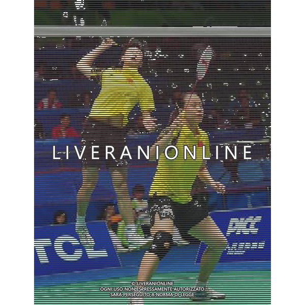 (101120) -- GUANGZHOU, Nov. 20, 2010 () -- Zhang Nan(L)/Zhao Yunlei of China compete during the mixed doubles semifinal of badminton event against Chen Hung Ling/Cheng Wen Hsing of Chinese Taipei at the 16th Asian Games in Guangzhou, south China\'s Guangdong Province, Nov. 20, 2010. Zhang and Zhao won the match 2-0. (/Lu Hanxin) ©photoshot/Agenzia Aldo Liverani Sas - ITALY ONLY - CINA: 16mi Giochi Asiatici
