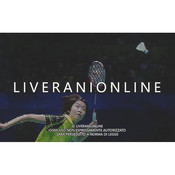 (101120) -- GUANGZHOU, Nov. 20, 2010 () -- Wang Xin of China returns the shuttle during the women\'s badminton final against compatriot Wang Shixian at the 16th Asian Games in Guangzhou, south China\'s Guangdong Province, Nov. 20, 2010. Wang Xin lost the match 0-2 and took the silver. (/Lu Hanxin) ©photoshot/Agenzia Aldo Liverani Sas - ITALY ONLY - CINA: 16mi Giochi Asiatici