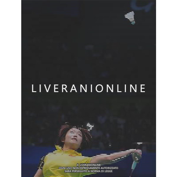 (101120) -- GUANGZHOU, Nov. 20, 2010 () -- Wang Xin of China returns the shuttle during the women\'s badminton final against compatriot Wang Shixian at the 16th Asian Games in Guangzhou, south China\'s Guangdong Province, Nov. 20, 2010. Wang Xin lost the match 0-2 and took the silver. (/Lu Hanxin) ©photoshot/Agenzia Aldo Liverani Sas - ITALY ONLY - CINA: 16mi Giochi Asiatici