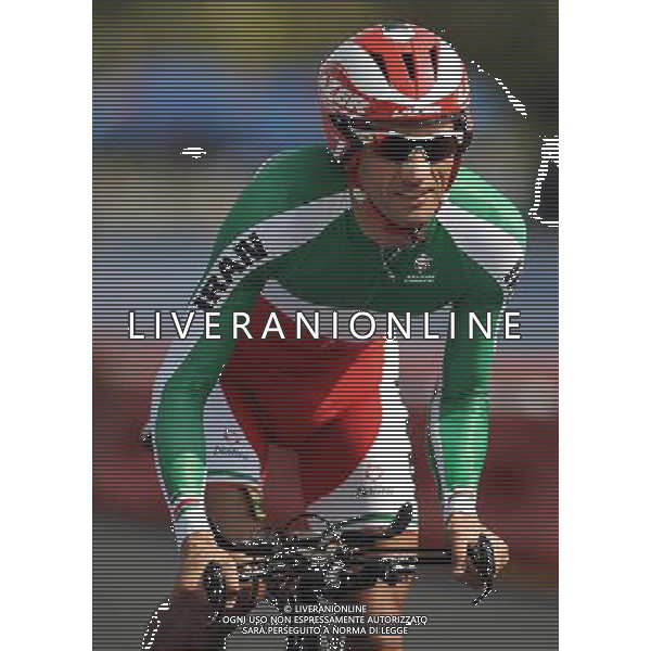 (101120) -- GUANGZHOU, Nov. 20, 2010 () -- Hossein Askari of Iran competes during the men\'s individual time trial of cycling road at the 16th Asian Games in Guangzhou, south China\'s Guangdong Province, Nov. 20, 2010. Hossein Askari won the bronze with 1 hour 8 minutes and 48.49 seconds. (/Li Ga) ©photoshot/Agenzia Aldo Liverani Sas - ITALY ONLY - CINA: 16mi Giochi Asiatici
