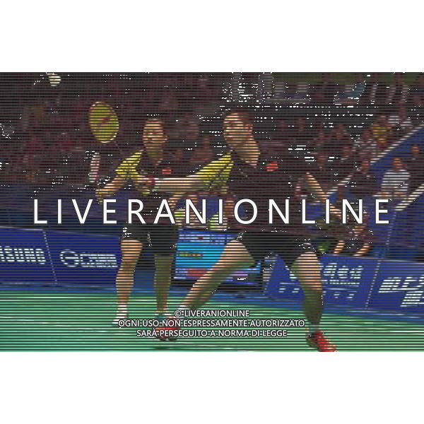 (101120) -- GUANGZHOU, Nov. 20, 2010 () -- He Hanbin and Ma Jin (L) of China compete during the mixed doubles semifinal of badminton competition against Shin Baek Cheol and Lee Hyo Jung of South Korea at the 16th Asian Games in Guangzhou, south China\'s Guangdong Province, Nov. 20, 2010. He Hanbin and Ma Jin lost 1-2 to miss the final. (/Lu Hanxin) ©photoshot/Agenzia Aldo Liverani Sas - ITALY ONLY - CINA: 16mi Giochi Asiatici