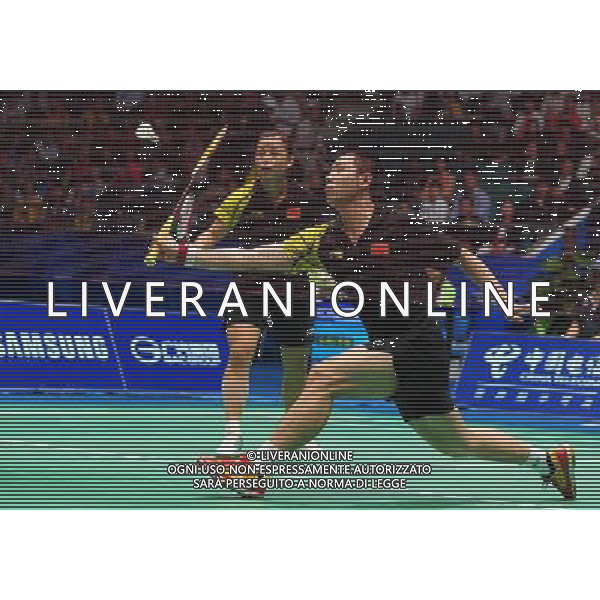 (101120) -- GUANGZHOU, Nov. 20, 2010 () -- He Hanbin and Ma Jin (L) of China compete during the mixed doubles semifinal of badminton competition against Shin Baek Cheol and Lee Hyo Jung of South Korea at the 16th Asian Games in Guangzhou, south China\'s Guangdong Province, Nov. 20, 2010. He Hanbin and Ma Jin lost 1-2 to miss the final. (/Lu Hanxin) ©photoshot/Agenzia Aldo Liverani Sas - ITALY ONLY - CINA: 16mi Giochi Asiatici