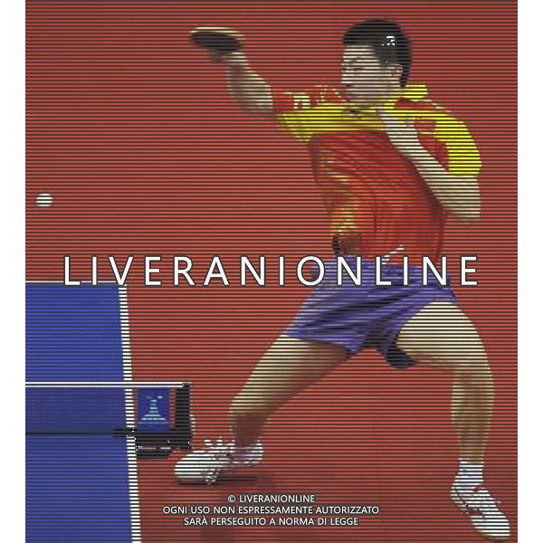 (101120) -- GUANGZHOU, Nov. 20, 2010 () -- Ma Long of China returns a shot during the men\'s semifinal of table tennis competition against Joo Saehyuk of South Korea at the 16th Asian Games in Guangzhou, south China\'s Guangdong Province, Nov. 20, 2010. Ma Long won 4-0 to enter the final.(/Xu Jiajun) ©photoshot/Agenzia Aldo Liverani Sas - ITALY ONLY - CINA: 16mi Giochi Asiatici