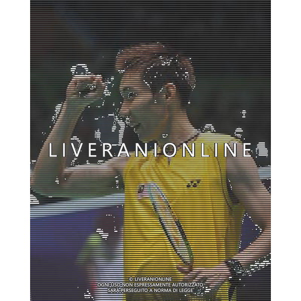 (101120) -- GUANGZHOU, Nov. 20, 2010 () -- Lee Chong Wei of Malaysia reacts during the semifinal of men\'s singles of badminton against Chen Jin of China at the 16th Asian Games in Guangzhou, south China\'s Guangdong Province, Nov. 20, 2010. Lee won 2-1. (/Lu Hanxin)(wll) ©photoshot/Agenzia Aldo Liverani Sas - ITALY ONLY - CINA: 16mi Giochi Asiatici