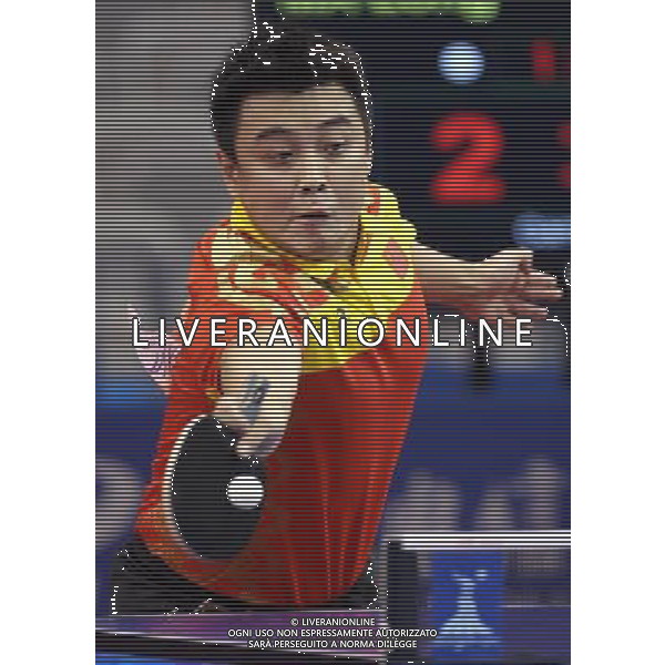 (101120) -- GUANGZHOU, Nov. 20, 2010 () -- Wang Hao of China competes during the men\'s singles final of table tennis against Ma Long of China at the 16th Asian Games in Guangzhou, south China\'s Guangdong Province, Nov. 20, 2010. Wang Hao lost 2-4 and got the silver medal. (/Fan Jun) ©photoshot/Agenzia Aldo Liverani Sas - ITALY ONLY - CINA: 16mi Giochi Asiatici