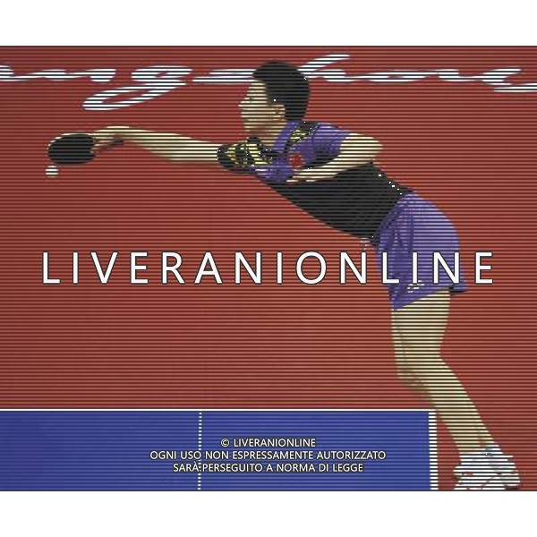 (101120) -- GUANGZHOU, Nov. 20, 2010 () -- Ma Long of China competes during the men\'s singles final of table tennis competition against his compatriot Wang Hao at the 16th Asian Games in Guangzhou, south China\'s Guangdong Province, Nov. 20, 2010. Ma Long defeated Wang 4-2 and won the gold of the event. (/Xu Jiajun) ©photoshot/Agenzia Aldo Liverani Sas - ITALY ONLY - CINA: 16mi Giochi Asiatici