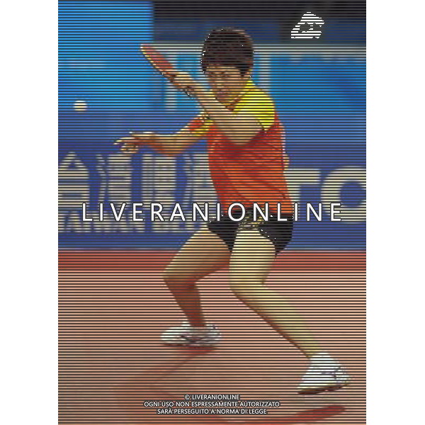 (101120) -- GUANGZHOU, Nov. 20, 2010 () -- Guo Yue of China competes during the women\'s singles final of table tennis against Li Xiaoxia of China at the 16th Asian Games in Guangzhou, south China\'s Guangdong Province, Nov. 20, 2010. Guo Yue lost 3-4 to get the silver medal. (/Liu Dawei) ©photoshot/Agenzia Aldo Liverani Sas - ITALY ONLY - CINA: 16mi Giochi Asiatici