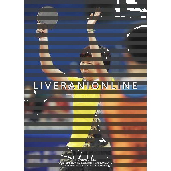 (101120) -- GUANGZHOU, Nov. 20, 2010 () -- Li Xiaoxia of China celebrates after the women\'s singles final of table tennis competition against Guo Yue of China at the 16th Asian Games in Guangzhou, south China\'s Guangdong Province, Nov. 20, 2010. Li Xiaoxia won 4-3 to get the gold medal. (/Xu Jiajun) ©photoshot/Agenzia Aldo Liverani Sas - ITALY ONLY - CINA: 16mi Giochi Asiatici