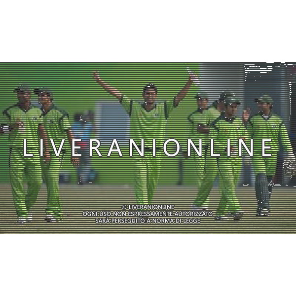 (101122) -- GUANGZHOU, Nov. 22, 2010 () -- Pakistan\'s players celebrate their victory after the men\'s quarterfinal of cricket against China at the 16th Asian Games in Guangzhou, south China\'s Guangdong Province, Nov. 22, 2010. Pakistan won the match 183-55 and entered the semifinal of the event. (/Liu Dawei) ©photoshot/Agenzia Aldo Liverani Sas - ITALY ONLY - CINA: 16mi Giochi Asiatici