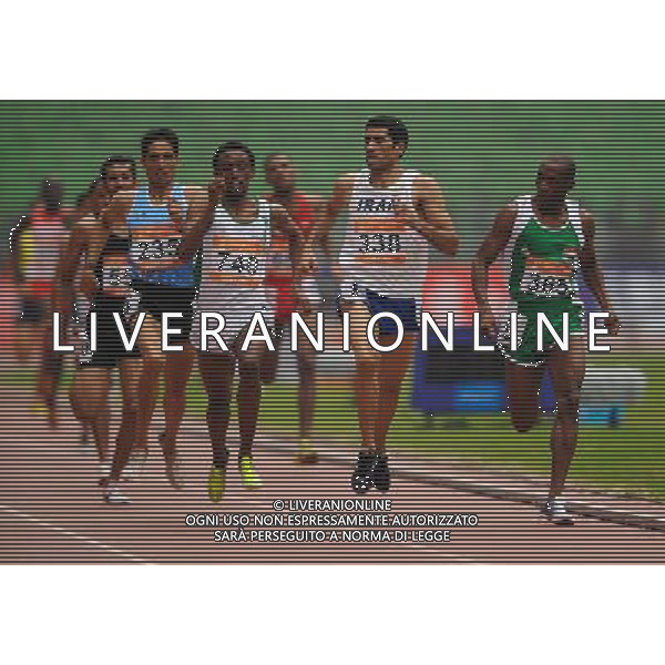 (101122) -- GUANGZHOU, Nov. 22, 2010 () -- Saudi Arabia\'s Emad Hamed Noor (No. 740), Iraq\'s Adnan Almntfage (1st Right), Iran\'s Sajad Moradi (2nd Right) and India\'s Sandeep Karan Singh (No. 235) compete during the men\'s 1500m round 1 of athletics at the 16th Asian Games in Guangzhou, south China\'s Guangdong Province, Nov. 22, 2010. (/Guo Dayue) ©photoshot/Agenzia Aldo Liverani Sas - ITALY ONLY - CINA: 16mi Giochi Asiatici