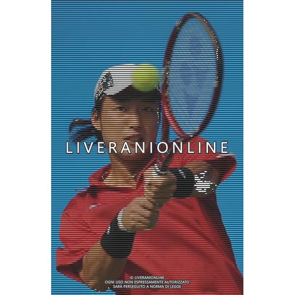 (101122) -- GUANGZHOU, Nov. 22, 2010 () -- Japan\'s Go Soeda returns a shot during the men\'s singles semifinal of tennis against Uzbekistan\'s Denis Istomin at the 16th Asian Games in Guangzhou, south China\'s Guangdong Province, Nov. 22, 2010. Go Soeda lost the match 0-2 and got the bronze medal of the event. (/Liu Siu Wai) ©photoshot/Agenzia Aldo Liverani Sas - ITALY ONLY - CINA: 16mi Giochi Asiatici