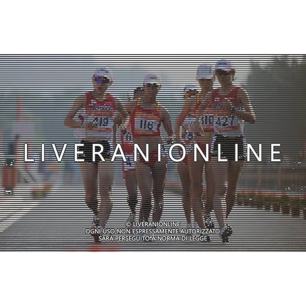 (101123) -- GUANGZHOU, Nov. 23, 2010 (Xinhua) -- China\'s Liu Hong (2nd L) competes during the women\'s 20km race walking at the 16th Asian Games in Guangzhou, south China\'s Guangdong Province, Nov. 23, 2010. Liu won the title with 1 hour 30 minutes and 6 seconds. (Xinhua/Lui Siu Wai) ©photoshot/Agenzia Aldo Liverani Sas - ITALY ONLY - CINA: 16mi Giochi Asiatici
