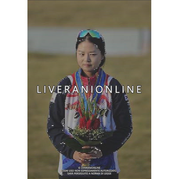 (101123) -- GUANGZHOU, Nov. 23, 2010 () -- Silver medalist Kim Minji of South Korea poses on the podium during the awarding ceremony for the women\'s Skeet of shooting event at the 16th Asian Games in Guangzhou, south China\'s Guangdong Province, Nov. 23, 2010. (/Chen Yehua) ©PHOTOSHOT/Agenzia Aldo Liverani Sas - ITALY ONLY: CINA - 16mi GIOCHI OLIMPICI ASIATICI