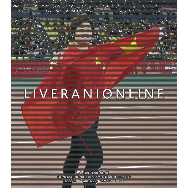 (101123) -- GUANGZHOU, Nov. 23, 2010 () -- China\'s Li Yanfeng jubilates after the women\'s discus throw final of athletics at the 16th Asian Games in Guangzhou, south China\'s Guangdong Province, Nov. 23, 2010. Li Yanfeng claimed the title with 66.18 meters. (/Liao Yujie) ©PHOTOSHOT/Agenzia Aldo Liverani Sas - ITALY ONLY: CINA - 16mi GIOCHI OLIMPICI ASIATICI