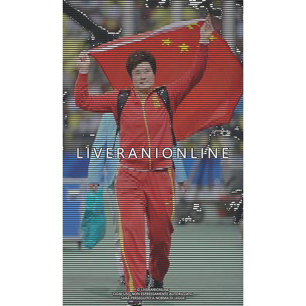 (101123) -- GUANGZHOU, Nov. 23, 2010 () -- China\'s Li Yanfeng jubilates after the women\'s discus throw final of athletics at the 16th Asian Games in Guangzhou, south China\'s Guangdong Province, Nov. 23, 2010. Li Yanfeng claimed the title with 66.18 meters. (/Guo Dayue) ©PHOTOSHOT/Agenzia Aldo Liverani Sas - ITALY ONLY: CINA - 16mi GIOCHI OLIMPICI ASIATICI