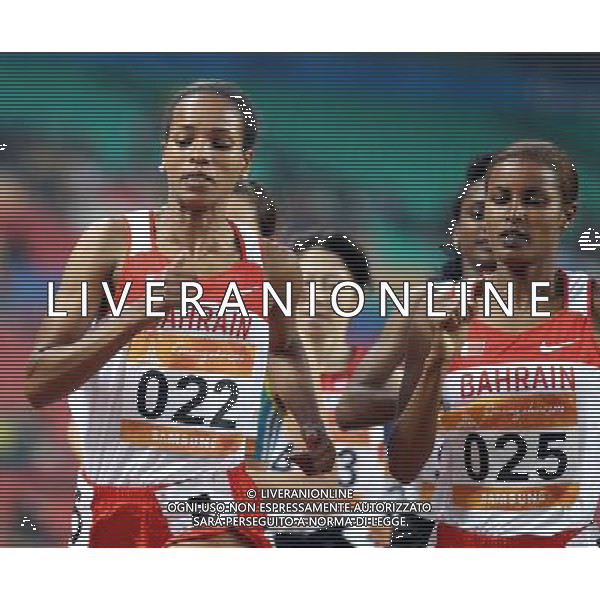 (101123) -- GUANGZHOU, Nov. 23, 2010 () -- Maryam Yusuf Isa Jamal of Bahrain (R) runs with her compatriot Mimi Belete Gebregeiorges during the women\'s 1500m final of athletics at the 16th Asian Games in Guangzhou, south China\'s Guangdong Province, Nov. 23, 2010. Maryam Yusuf Isa Jamal claimed the title of the event with 4 minutes and 8.22 seconds. Mimi Belete Gebregeiorges won the bronze medal. (/Liao Yujie) ©PHOTOSHOT/Agenzia Aldo Liverani Sas - ITALY ONLY: CINA - 16mi GIOCHI OLIMPICI ASIATICI
