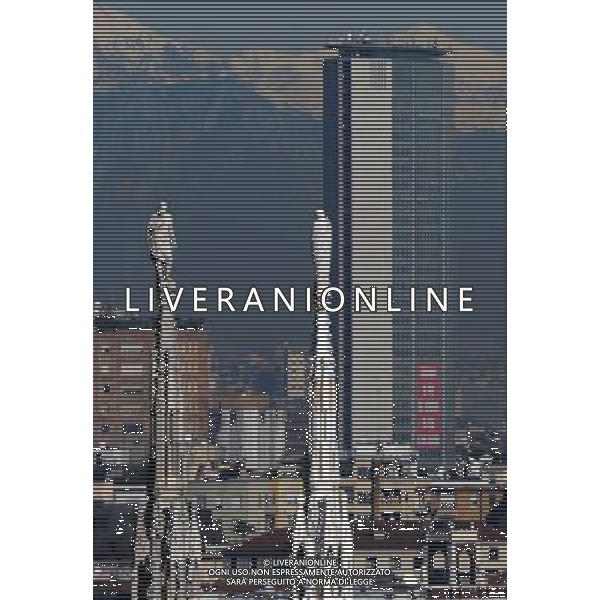 MILANO 24/11/2010 UNA GIORNATA DI SOLE A MILANO NELLA FOTO LE GUGLIE DEL DUOMO CON DIETRO IL PIRELONE SEDE DELLA REGIONE LOMBARDIA FOTO ROMANO/AG ALDO LIVERANI