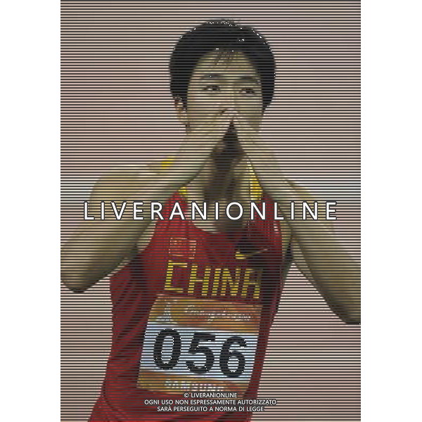 China\'s Liu Xiang celebrates after winning the men\'s 110m hurdles final at the 16th Asian Games in Guangzhou in south China\'s Guangdong province on Wednesday, Nov. 24, 2010. Liu Xiang won gold in 13.09 seconds.(Photo By Lu Tong/ColorChinaPhoto) - AG. ALDO LIVERANI SAS ITALY ONLY CINA - 16mi GIOCHI OLIMPICI ASIATICI 2010